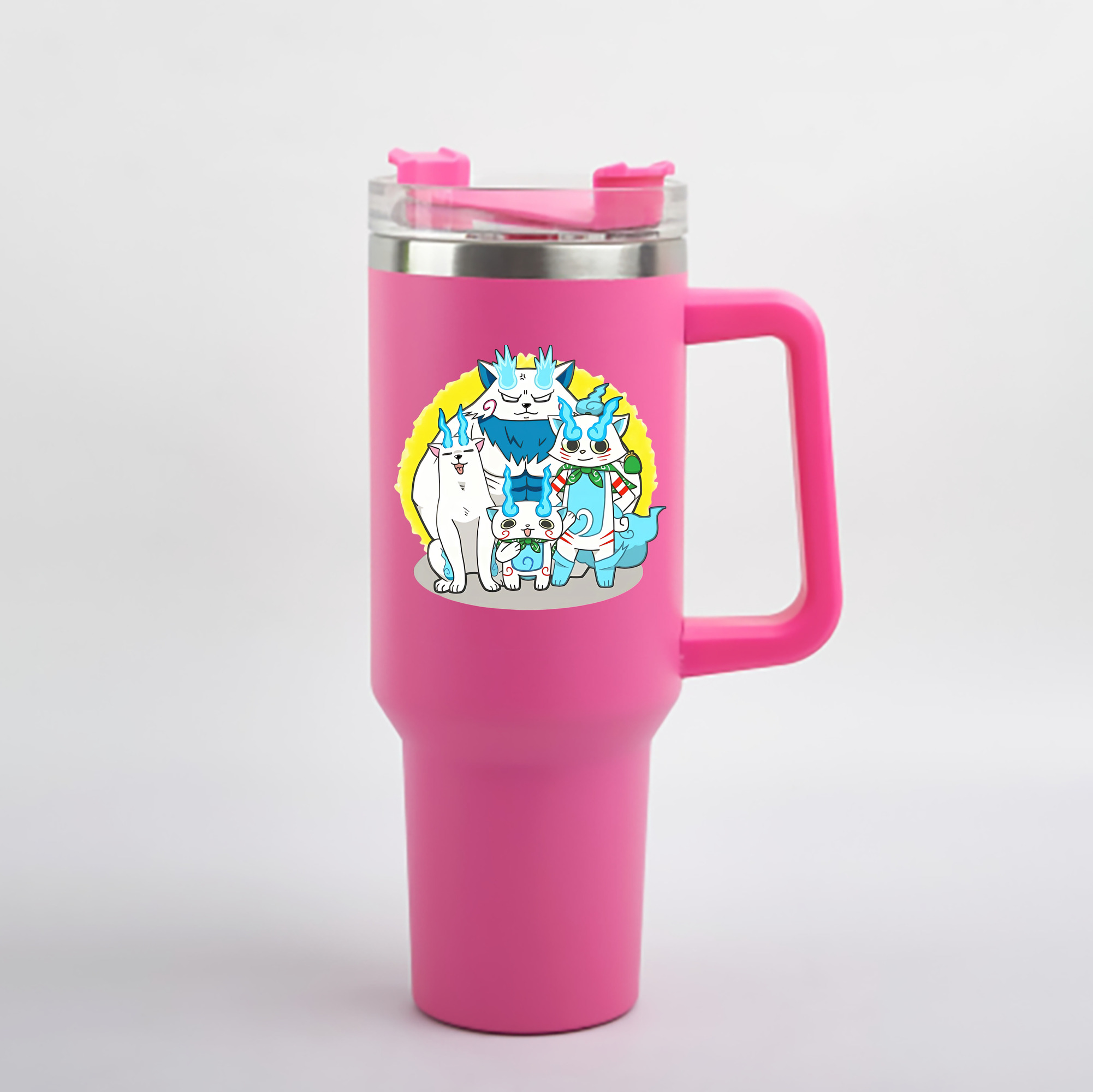 （画像用） 妖怪ウォッチ Yo-kai Watch 1200mL車用タンブラー - クリスタルステッカー（プラスチックストロー付き）